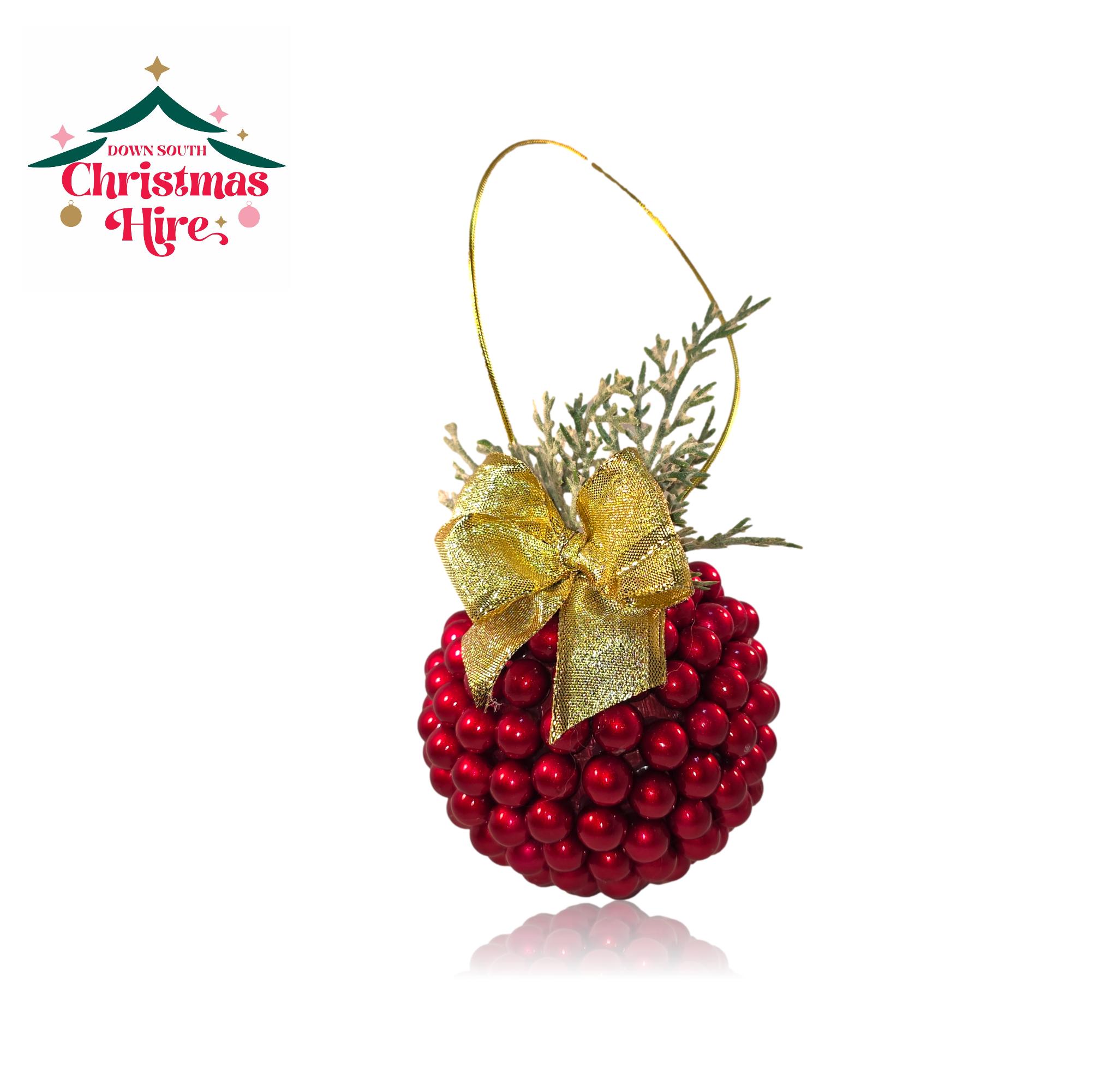 Luxurious Burgundy Bead Bauble with Gold Bow